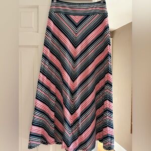 Talbots Chevron Striped Pink and Black A-Line Skirt